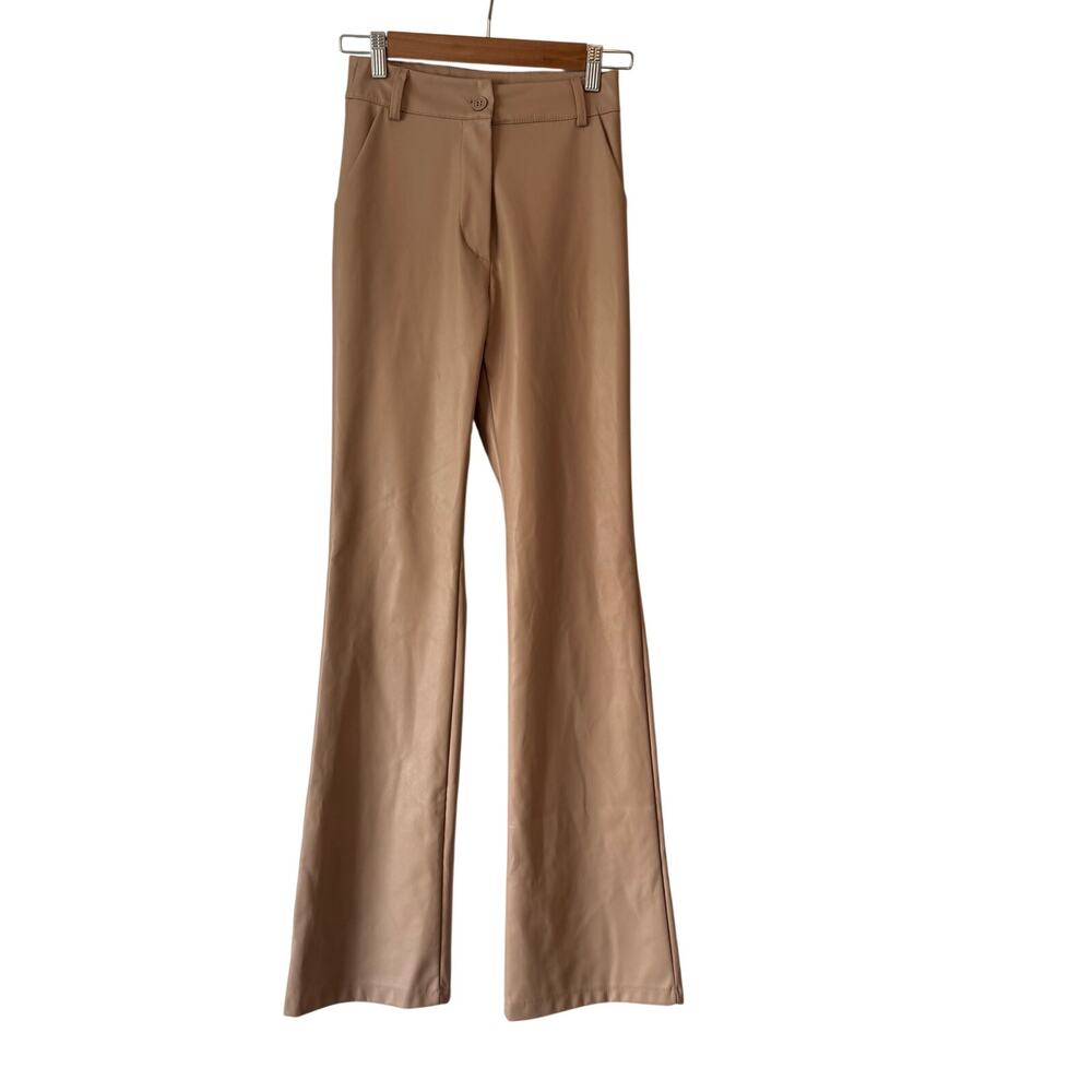 Goldie Tan vegan leather flare high waisted pants